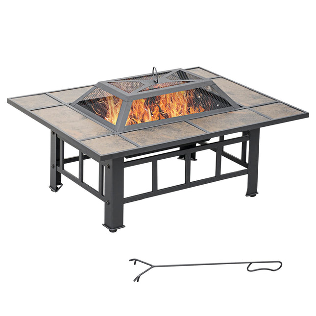 Fire pit in steel with spark protection & lid - 92x71x51 cm