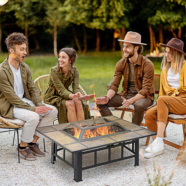 Fire pit in steel with spark protection & lid - 92x71x51 cm