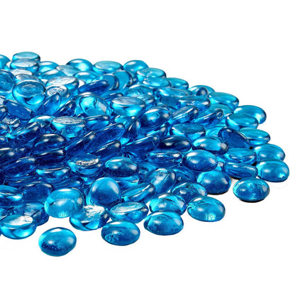 Fire Pit Glass Beads, Caribbean Blue, 10 lb, 3/4 in