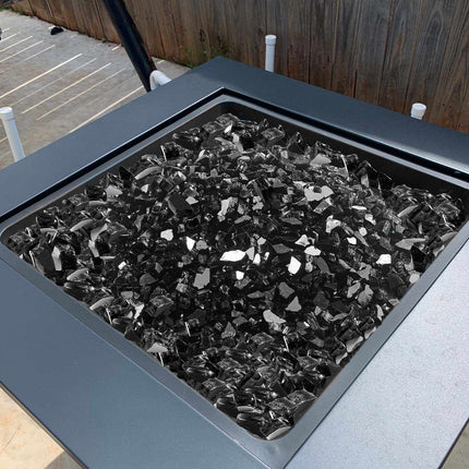 Fire Pit Glass, Black Reflective 20 lb 1/2-Inch Rocks