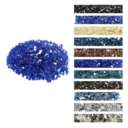 Fire Pit Glass, Cobalt Blue, 10 lb, 1/2 in Reflective
