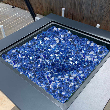Fire Pit Glass, Cobalt Blue Reflective 10 lb 1/4 Inch