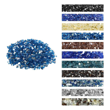Fire Pit Glass, Pacific Blue, 10 lb, 1/2 in Reflective