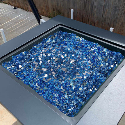 Fire Pit Glass, Pacific Blue, 10 lb, 1/2 in Reflective