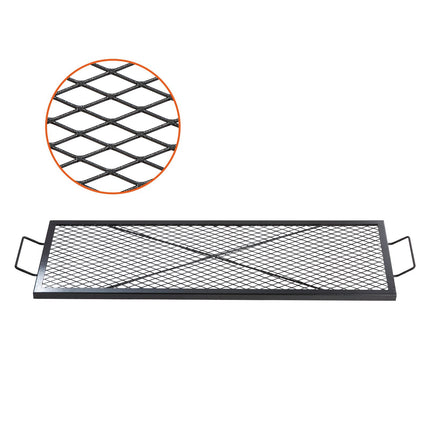 Fire Pit Grill Grate, 44 x 15 in Heavy-Duty Steel, Handle