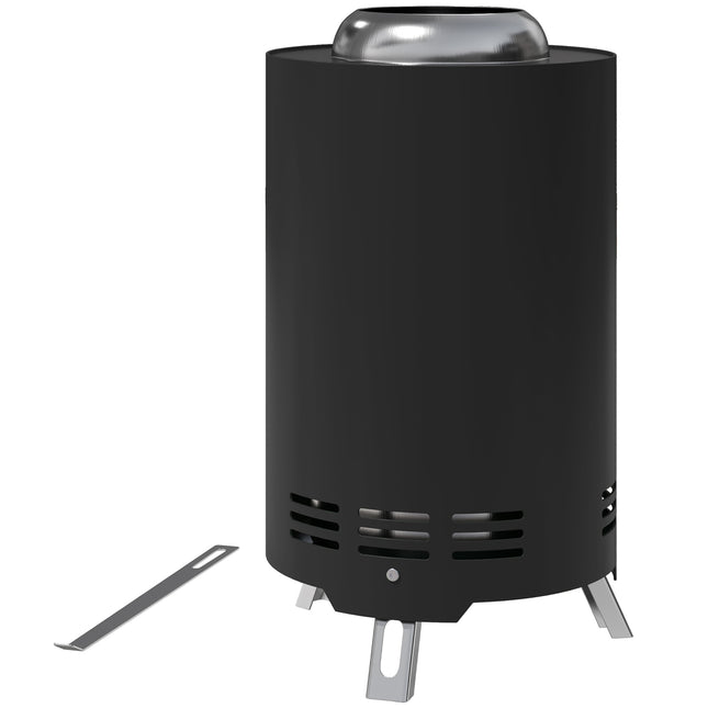 Stainless steel smoke-free fireplace with poker, Ø16x25cm