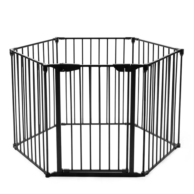 Poartă de siguranță pentru șemineu cu ușă, montare pe perete, fier negru
