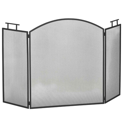 Ecran pentru șemineu, apărătoare metalică pliabilă împotriva scânteilor, negru, 110x24x76,5 cm