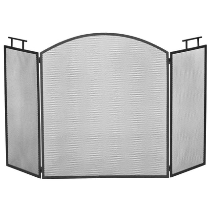 Ecran pentru șemineu, apărătoare metalică pliabilă împotriva scânteilor, negru, 110x24x76,5 cm