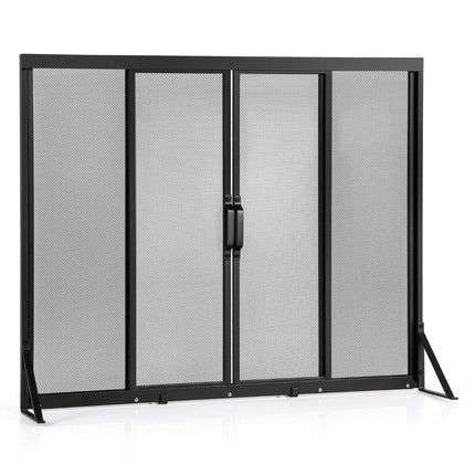 Ecran pentru șemineu cu uși glisante, 96 x 79 cm, plasă metalică
