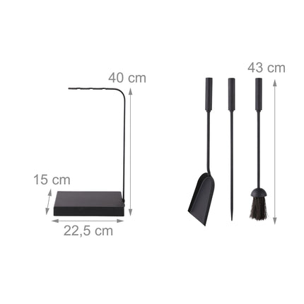 Set de scule pentru șemineu – accesorii metalice din 4 piese