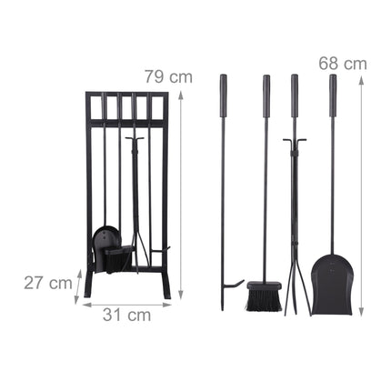 Set de scule pentru șemineu, accesorii din fier, 5 piese