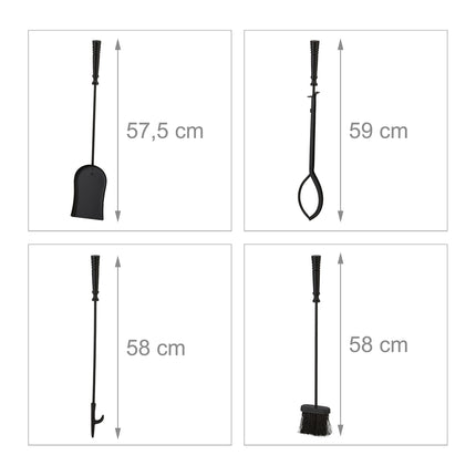 Set de instrumente pentru șemineu, accesorii metalice din 5 piese