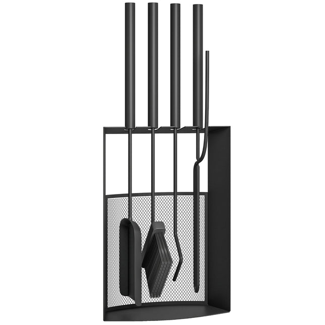 Set de scule pentru șemineu, 5 piese, metal, negru