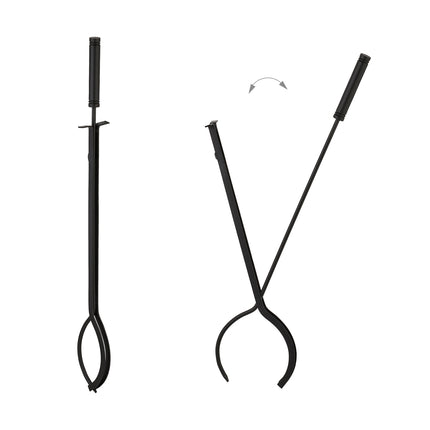 Set de instrumente pentru șemineu, 5 piese din metal cu suport