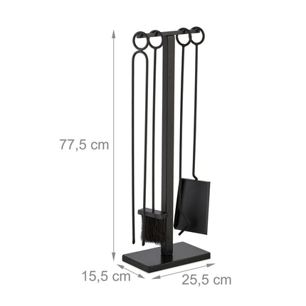 Set de scule pentru șemineu, metal negru - design modern