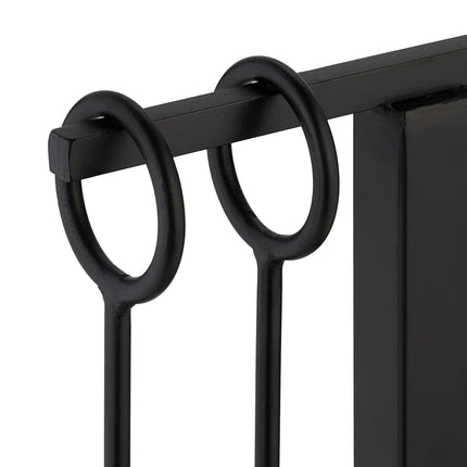 Set de scule pentru șemineu, metal negru - design modern