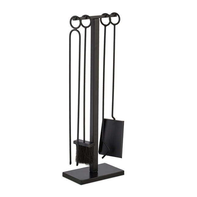 Set de scule pentru șemineu, metal negru - design modern