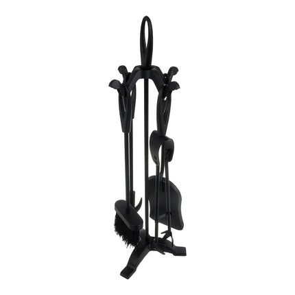 Set de scule pentru șemineu cu suport – oțel inoxidabil, 5 piese