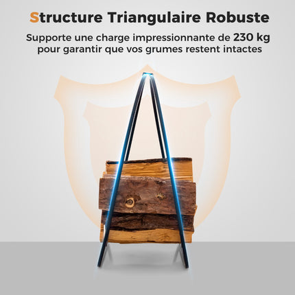 Suport pentru lemne de foc, 60 cm, 230 kg, metal, negru