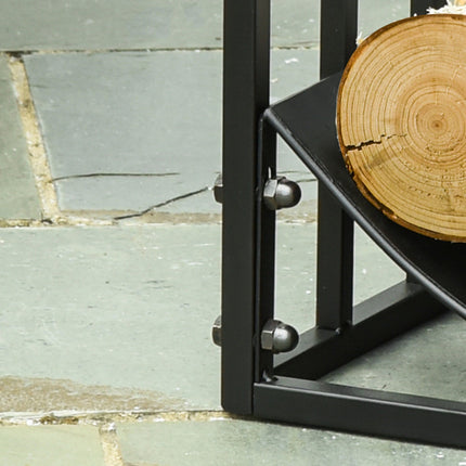 Heavy Duty wood rack in metal, 60 kg capacity, black