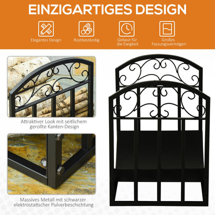 Heavy Duty wood rack in metal, 60 kg capacity, black