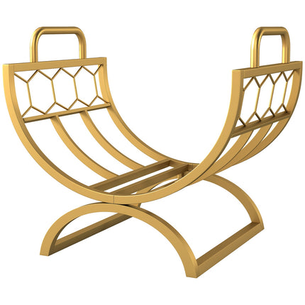 Suport pentru lemne de foc, interior, metal, auriu, 46x36x41cm