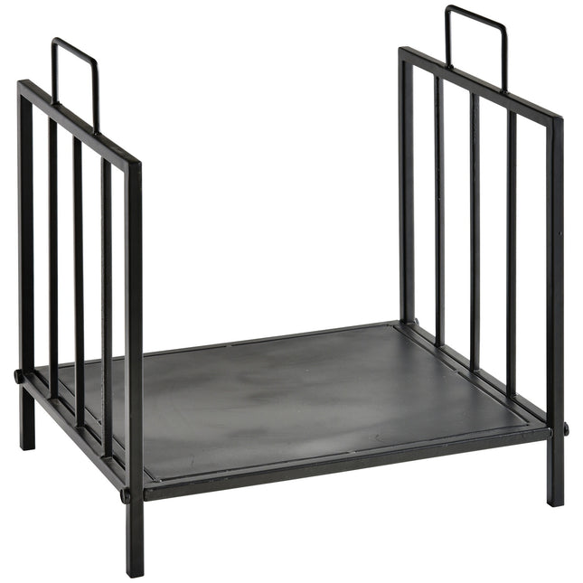 Suport pentru lemn de foc, metal pentru interior/exterior, negru, 44,5x33x46,5 cm