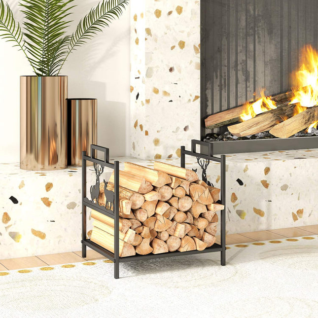 Suport pentru lemne de foc pentru interior, metalic, 42,5x33,5x43 cm