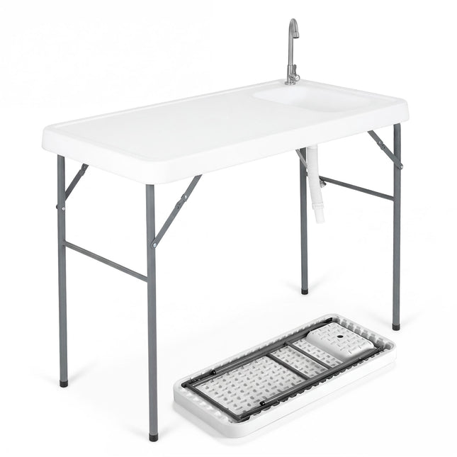 Fish Cleaning Table, Folding Sink and Faucet, 114 cm