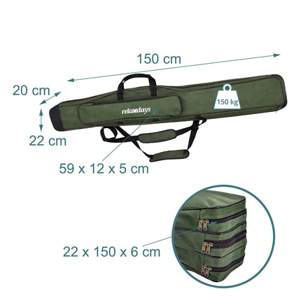 Geantă pentru undiță, 5 compartimente, verde, 150 cm