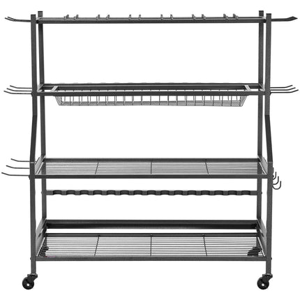 Fishing Rod Holder Cart, 15-Rod Rack With Wheels