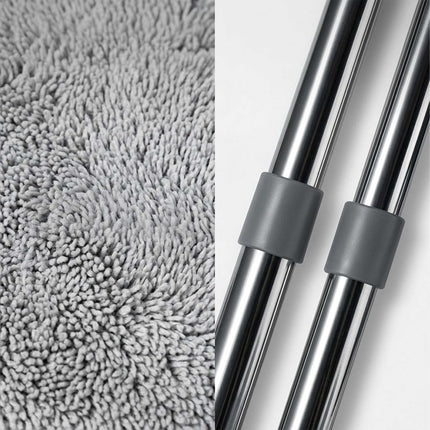 Set mop plat cu găleată cu 2 compartimente, lavete din microfibră
