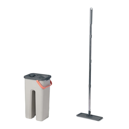 Set mop plat cu găleată cu 2 compartimente, lavete din microfibră