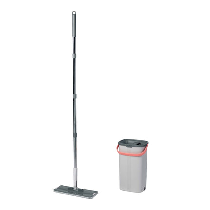 Set mop plat cu găleată cu 2 compartimente, lavete din microfibră