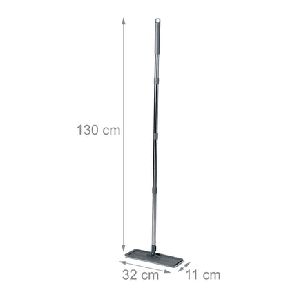 Set mop plat cu găleată cu 2 compartimente, lavete din microfibră