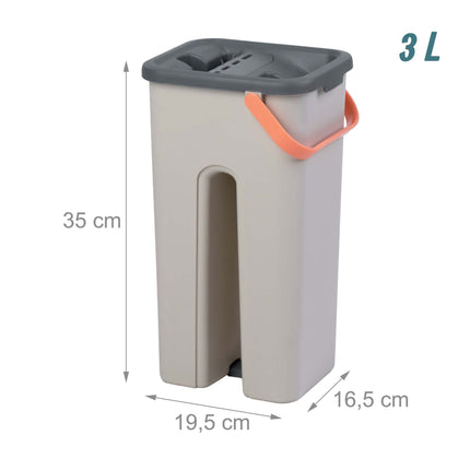 Set mop plat cu găleată cu 2 compartimente, lavete din microfibră