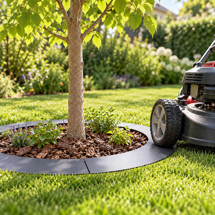 Flat Tree Ring in Galvanised Steel, Mowing Edge for Trees, Anthracite