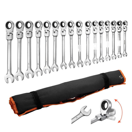 Flex-Head Ratcheting Wrench Set, 30-Piece SAE Metric, Cr-V Steel