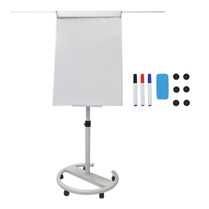 Tablă albă tip flipchart, 100x70 cm, mobilă cu brațe laterale