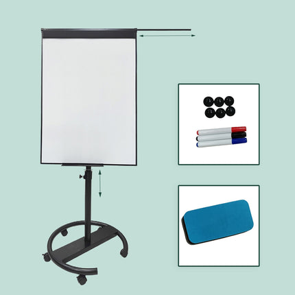 Tablă albă pentru flipchart, magnetică, 100x70 cm, suport mobil