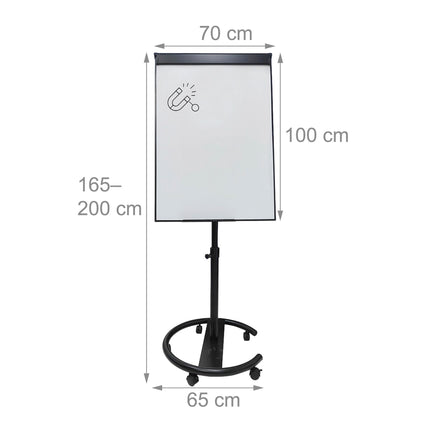 Tablă albă pentru flipchart, magnetică, 100x70 cm, suport mobil