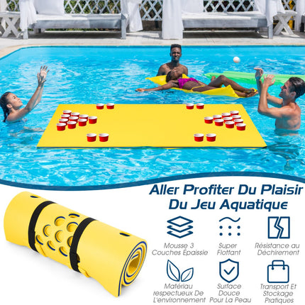 Masă plutitoare de beer pong, saltea XPE de 1,6 m, galbenă