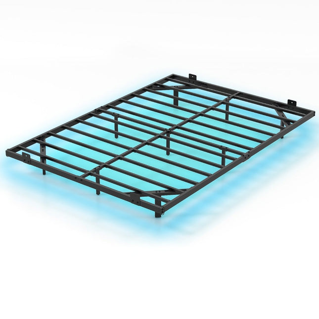 Cadru de pat plutitor din metal cu lumini LED, negru, 140x200 cm