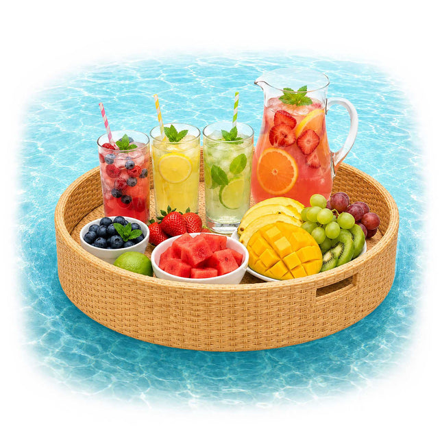 Tavă plutitoare pentru piscină, 60 cm, ratan PE, miez de spumă