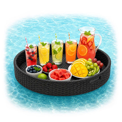 Tavă plutitoare pentru piscină, neagră, 80 cm – Ratan rezistent la intemperii