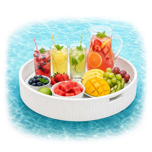 Tavă plutitoare pentru piscină – Albă, 60 cm, Rattan PE