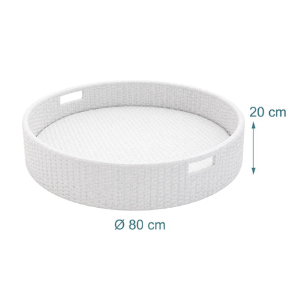 Tavă plutitoare pentru piscină, albă, 80 cm, ratan PE
