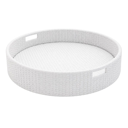Tavă plutitoare pentru piscină, albă, 80 cm, ratan PE