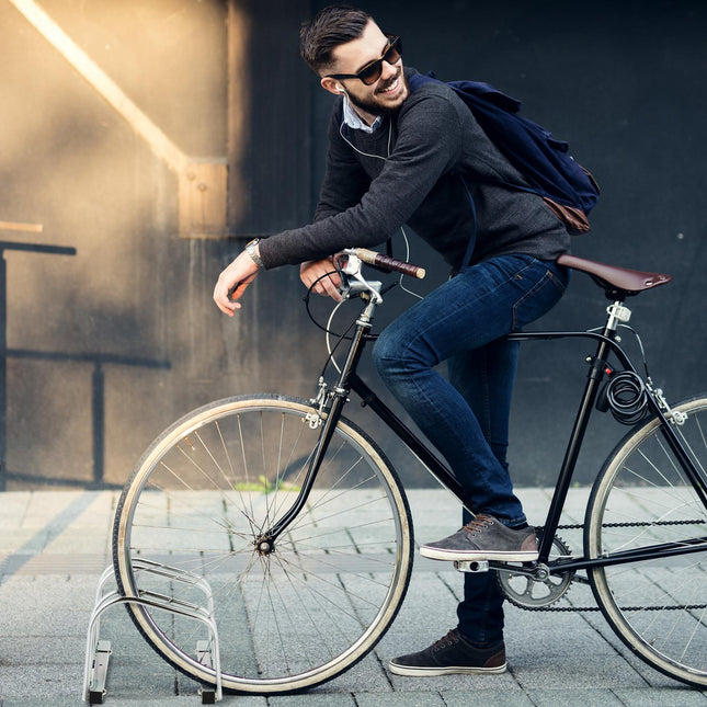 Suport pentru biciclete de podea pentru 2 biciclete, otel galvanizat